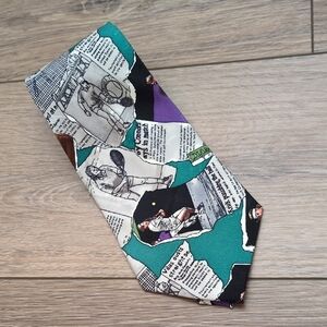 Vtg 90s Nicole Miller 1994 "Champion Tour" Tennis Player Silk Tie - Borg Connors